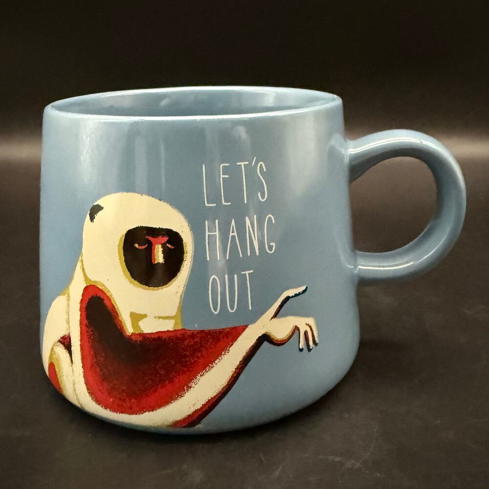 “Let's Hang Out" Opal House Collection Blue Sloth Coffee Mug Cup Porcelain